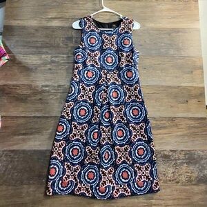 Taylor for a A Pea in the Pod Blue and Pink Patterned Maternity Dress